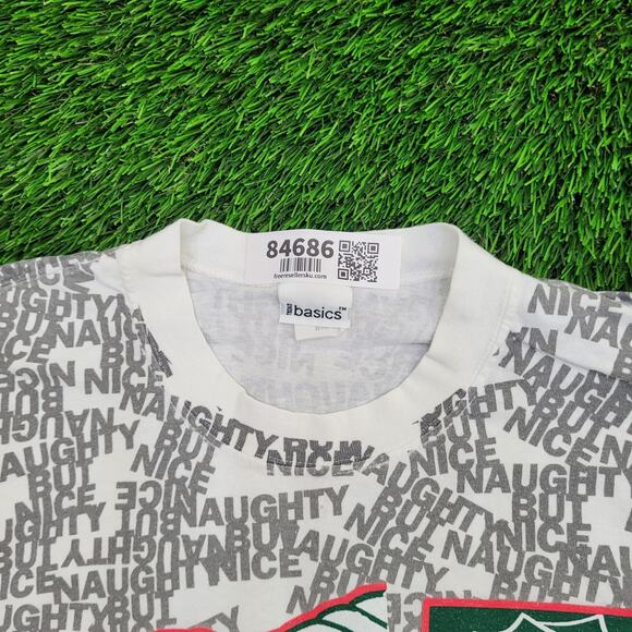 Vintage Funny Naughty But Nice AOP Shirt Large 21x26 White Gray - Picture 3 of 13